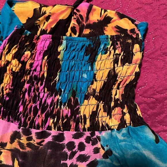 Beaded halter beach dress - size small med - smocked back and under bra area - Picture 4 of 6